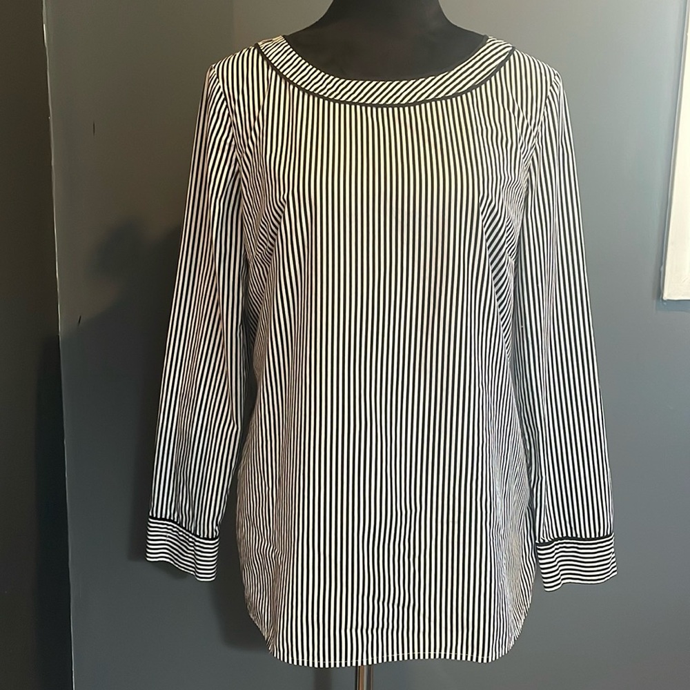 Navy stripe cotton dress shirt